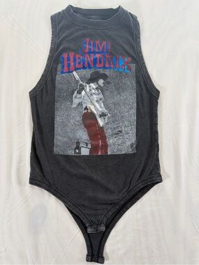 Jimi Hendrix Graphic Acid Wash Racerback Bodysuit Tank